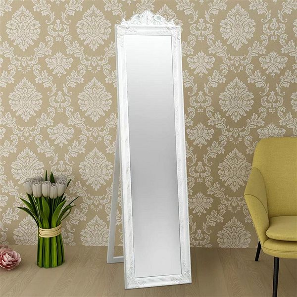 Zrkadlo Voľne stojace zrkadlo barokový štýl 160 × 40 cm biele ...