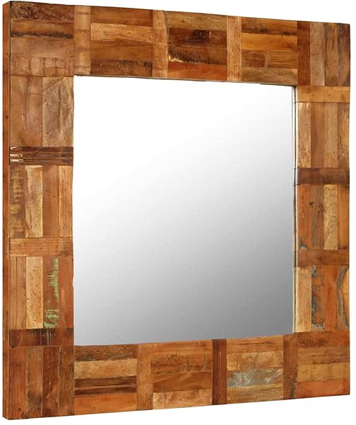 Zrkadlo Nástenné zrkadlo masívne recyklované drevo 60 × 60 cm ...