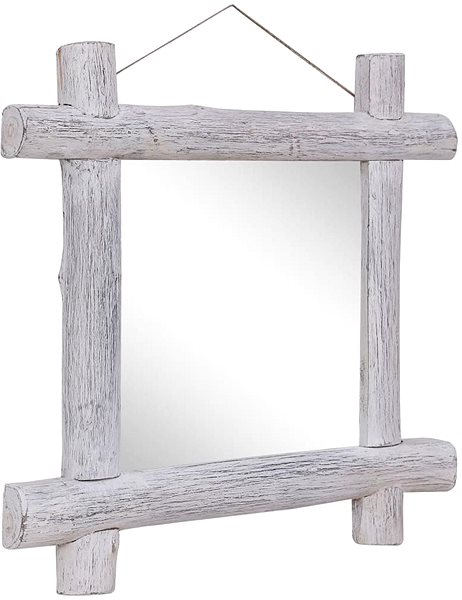Zrkadlo Drevené zrkadlo biele 70 × 70 cm masívne recyklované drevo ...