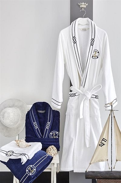 Župan Soft Cotton – Luxusný pánsky župan Marine man v darčekovom balení, biela, XL ...