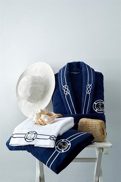 Župan Soft Cotton – Luxusný pánsky župan Marine man v darčekovom balení, tmavo modrá, XL ...