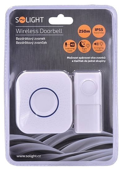 Doorbell Solight Wireless Doorbell, Socket, 250m, White, Learning Code (1L52) Packaging/box