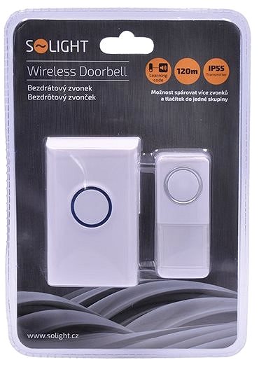 Doorbell Solight Wireless Doorbell, Socket, 120m, White, Learning Code (1L55) Packaging/box