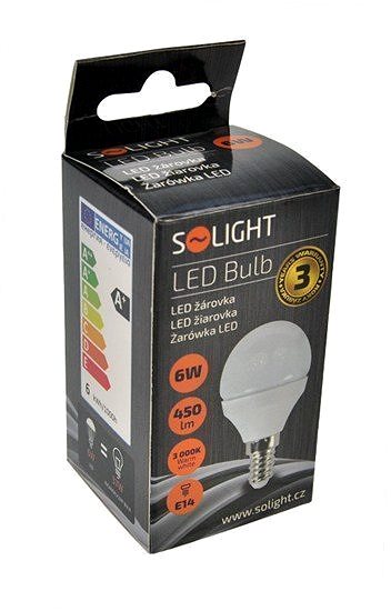 LED Bulb Solight LED Miniglobe, E14, 6W, 3000K Packaging/box