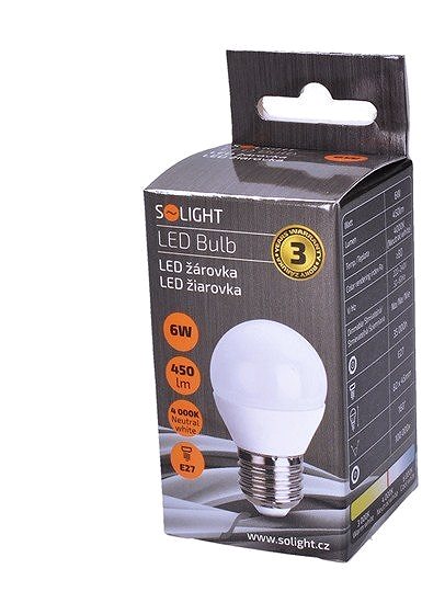LED-Birne Solight 6W LED E27 4000K Verpackung/Box