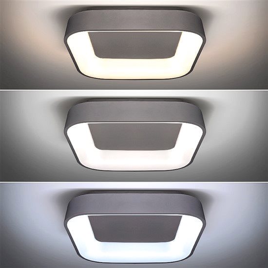 Deckenleuchte Solight LED Quadratische Deckenlampe Treviso - 48 Watt - 2880 lm - dimmbar - Fernbedienung - grau Mermale/Technologie