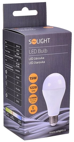 LED žiarovka LED žiarovka, klasický tvar, 15 W, E27, 4000 K, 220°, 1650 lm Obal/škatuľka