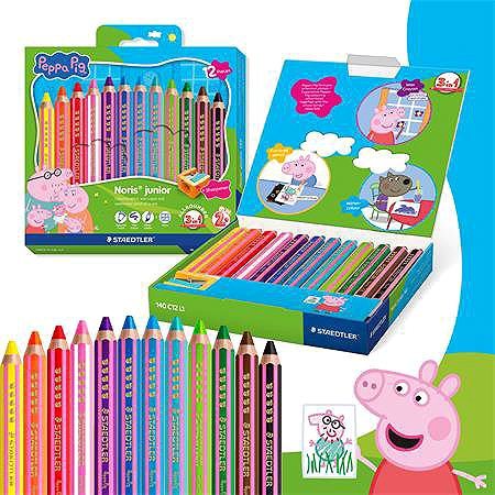 Coloured Pencils STAEDTLER Peppa Pig Noris junior jumbo 3 in 1, 12 colours ...