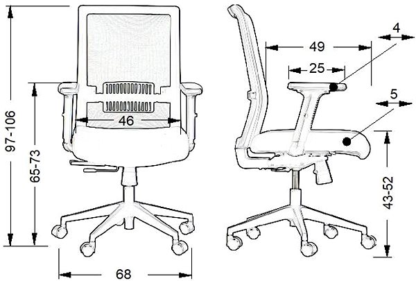 Office Chair Swivel chair with extended seat RIVERTON M/L, various colours, black-black ...