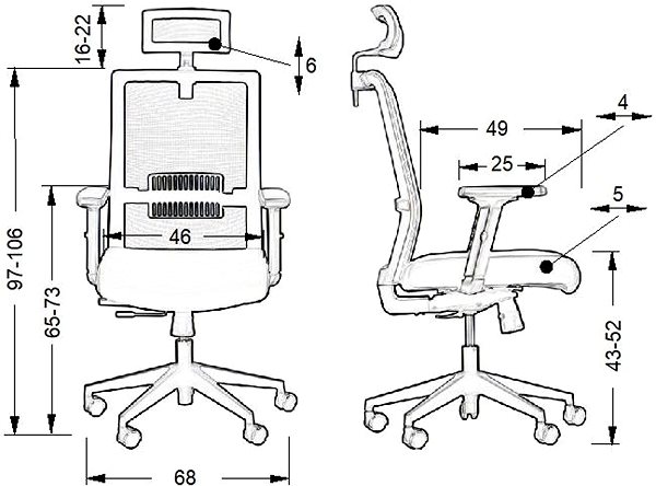 Office Chair Swivel chair with extended seat RIVERTON M/H, various colours, black-black ...