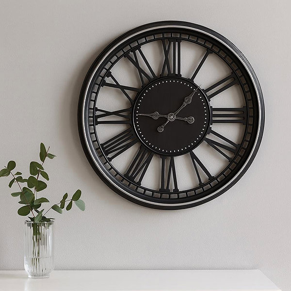 Wall Clock Segnale Wall clock with Roman numerals Tidlo, silver, diameter 50 cm ...