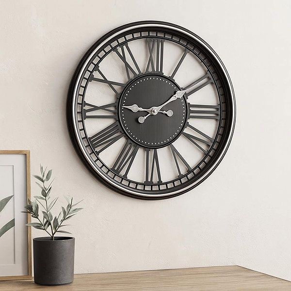 Wall Clock Segnale Wall clock with Roman numerals Tidlo, silver, diameter 50 cm ...