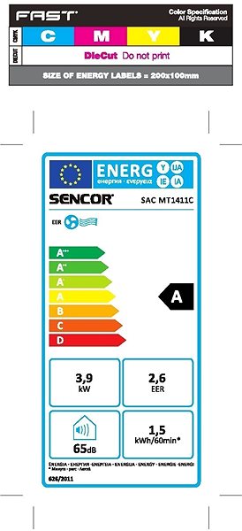 Mobil klíma SENCOR SAC MT1411C Mobil klíma Energia címke