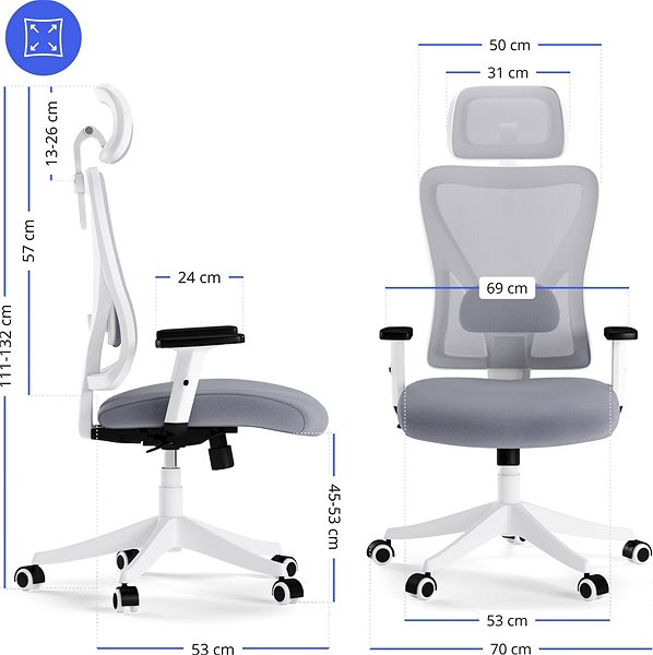 Office Chair Sense7 Tone white-grey ...