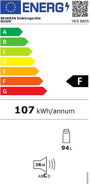 Refrigerator SEVERIN VKS 8805 Energy label