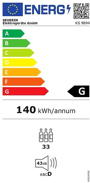 Wine Cooler SEVERIN KS 9894 Energy label