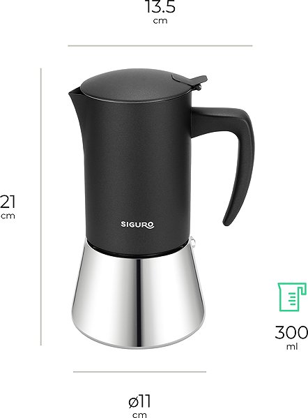 Moka Pot Siguro Moka Elite Brew Teapot, 300 ml, 6 cups ...