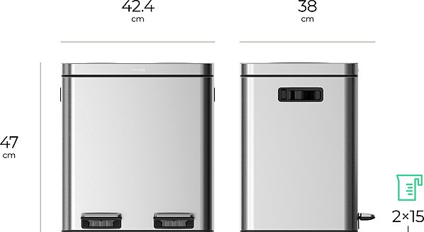 Rubbish Bin Siguro SGR-WB-I228SU Smart2Sort, 2 separate waste containers, 2 x 14 l ...