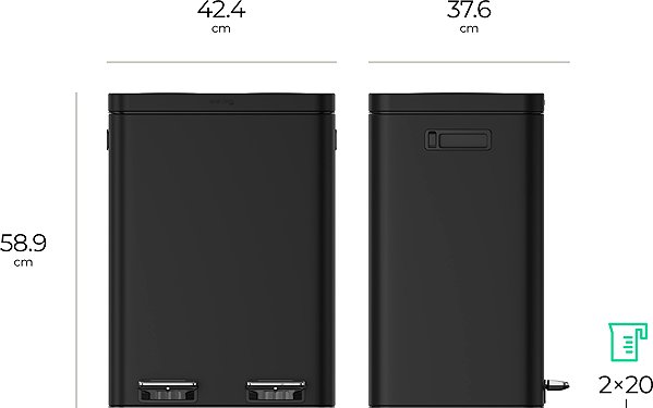 Rubbish Bin Siguro Smart2Sort waste bin, 2 containers for sorted waste, 2 x 20 l ...