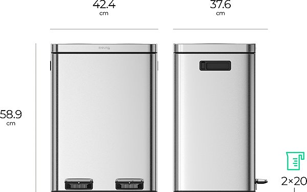 Rubbish Bin Siguro Smart2Sort waste bin, 2 containers for sorted waste, 2 x 20 l ...