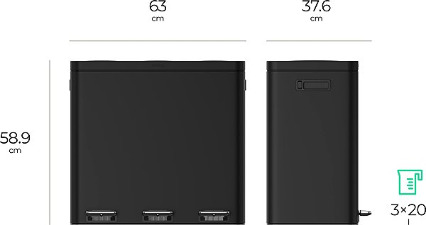 Rubbish Bin Siguro SmartSort waste bin, 3 containers for sorted waste, 3 x 20 l ...