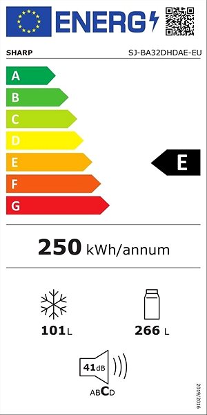 Refrigerator SHARP SJ BA32DHDAE Energy label
