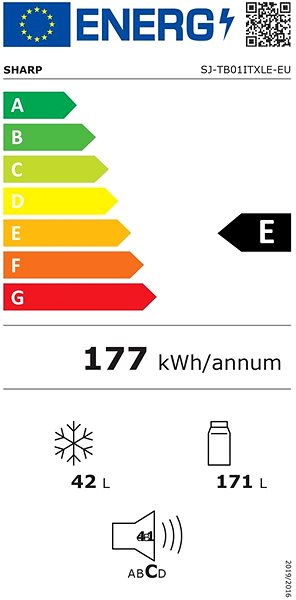 Refrigerator SHARP SJ TB01ITXLE Energy label