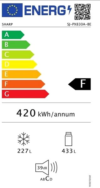 American Refrigerator SHARP SJ PX830ABE SBS Energy label