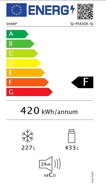 American Refrigerator SHARP SJ PX830ASL SBS Energy label