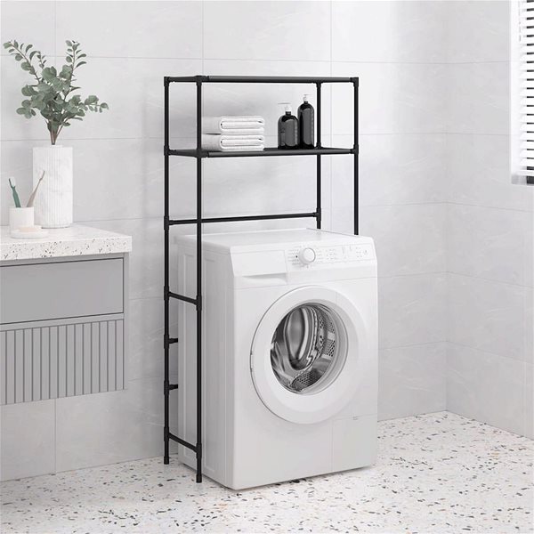 Shelf Shumee 2 tier storage rack above washing machine black 69x28x143 cm ...