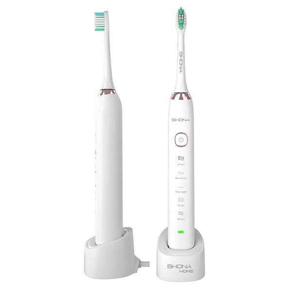 Electric Toothbrush SHONA SONIC white - 5 modes/2 attachments/800 mAh ...