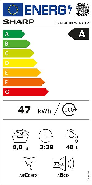 Washing Machine SHARP ES-NFA810BW1NA-EN Energy label