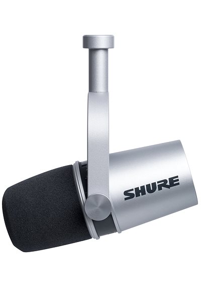 Mikrofón Shure MV7 S strieborný Bočný pohľad