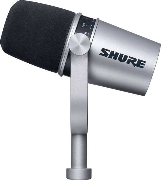 Mikrofon Shure MV7 S ezüst Oldalnézet