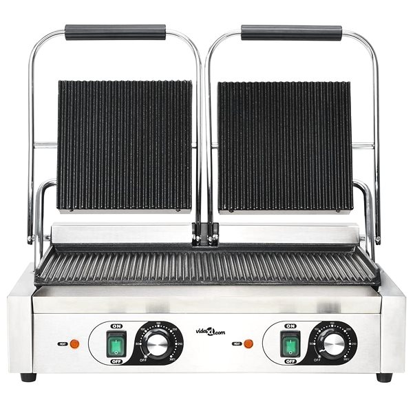 Electric Grill SHUMEE Double Panini Grill Grooved 3600 W Screen