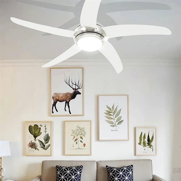 Ventilátor SHUMEE Ozdobný stropný ventilátor so svetlom 128 cm biely Lifestyle
