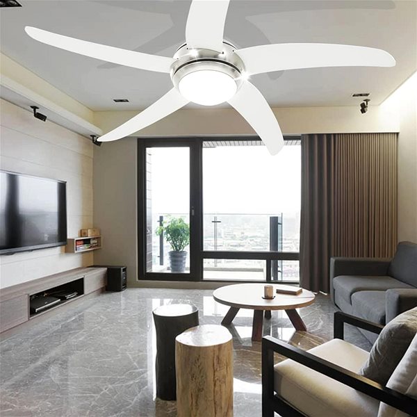 Fan SHUMEE Decorative Ceiling Fan with Light 128cm White Lifestyle