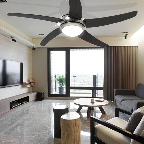 Fan SHUMEE Decorative Ceiling Fan with Light 128cm Brown Lifestyle