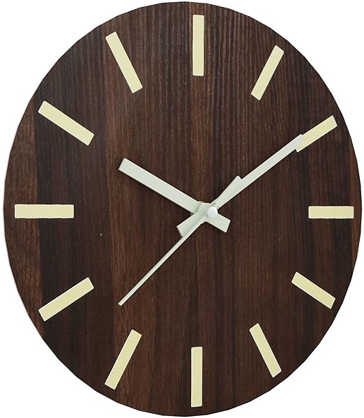 Wall Clock Shumee Wall Clock 30 cm, luminous scale and pointers, brown ...