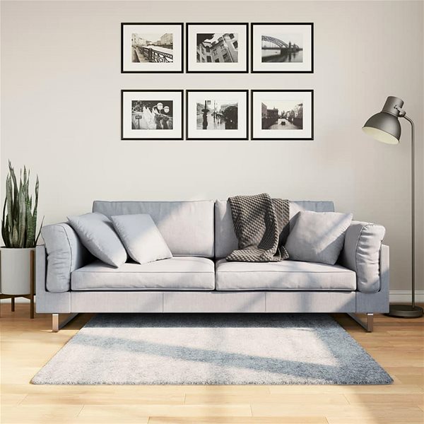 Shumee PAMPLONA modern high-pile rug, blue, 120×120cm