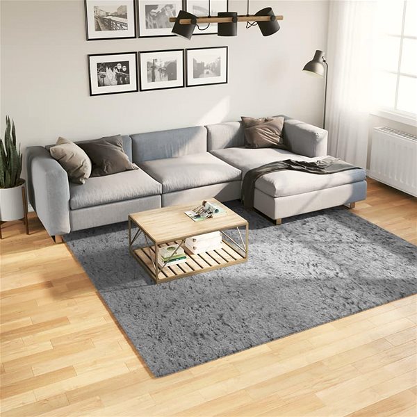 Shumee PAMPLONA high pile rug, modern grey, 240×240cm