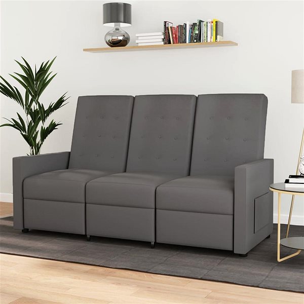 Křeslo SHUMEE relaxační křeslo, samet a PVC, světle šedé, 327831 ...