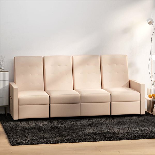 Kreslo 4-miestne polohovacie kreslo krémové textil, 3084362 ...