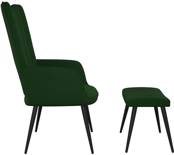 Kreslo Relaxačné kreslo so stoličkou tmavo zelené zamat, 327690 ...