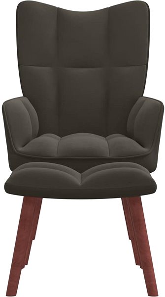 Kreslo Relaxačné kreslo so stoličkou tmavo sivé zamat, 328063 ...
