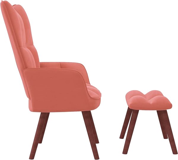 Kreslo Relaxačné kreslo so stoličkou ružové zamat, 328066 ...