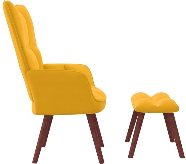 Kreslo Relaxačné kreslo so stoličkou horčicovo žlté zamat, 328069 ...
