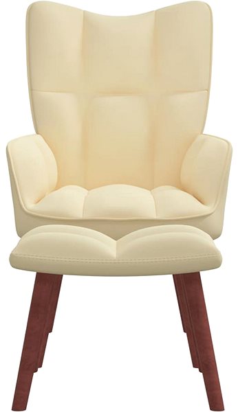 Kreslo Relaxačné kreslo so stoličkou krémovo biele zamat, 328071 ...