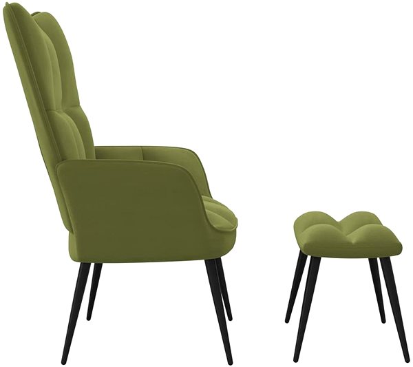 Kreslo Relaxačné kreslo so stoličkou svetlo zelené zamat, 328087 ...