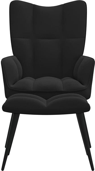 Kreslo Relaxačné kreslo so stoličkou čierne zamat, 328090 ...